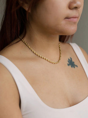 gold thick rope chain necklace