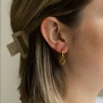 gold heart drop earrings