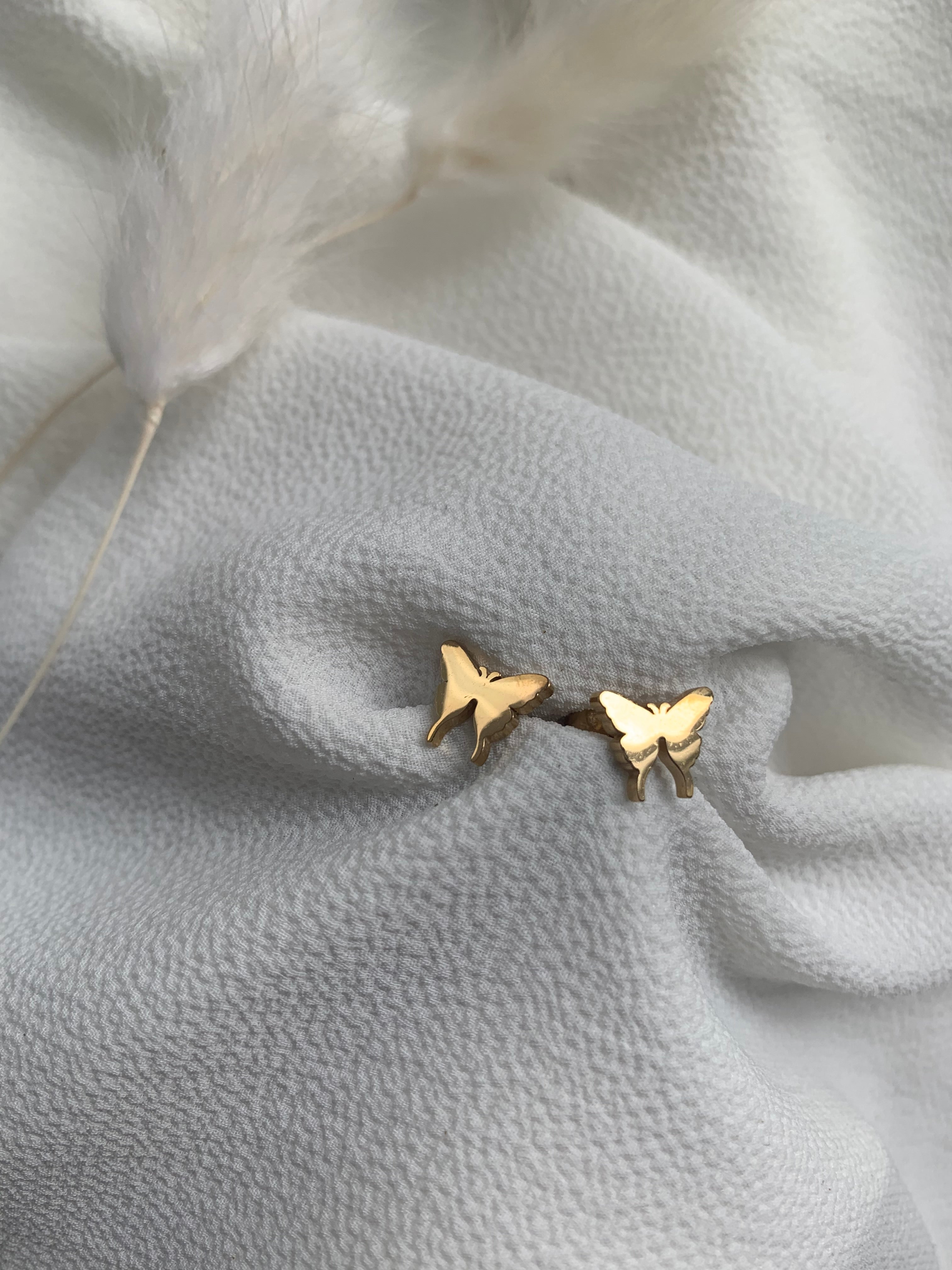 A cute butterfly or moon for everyday wear or to add to your second hole! 14 Karat Gold Plated Tarnish Resistant Hypoallergenic Choose between Butterly or Moon design |  Butterfly & Moon Studs | Handmade Jewelry EasyClubCo