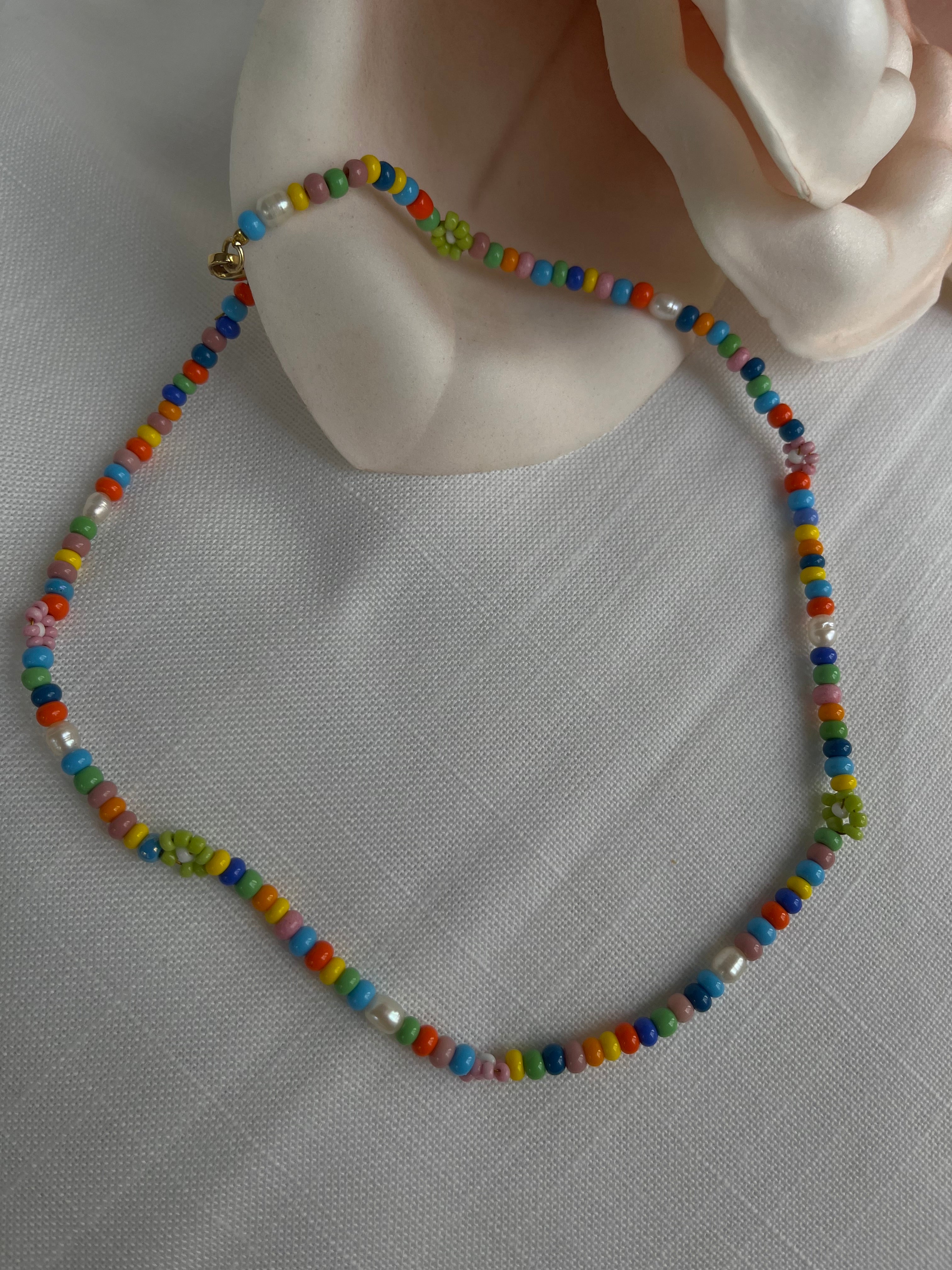 multi bead & pearl necklace